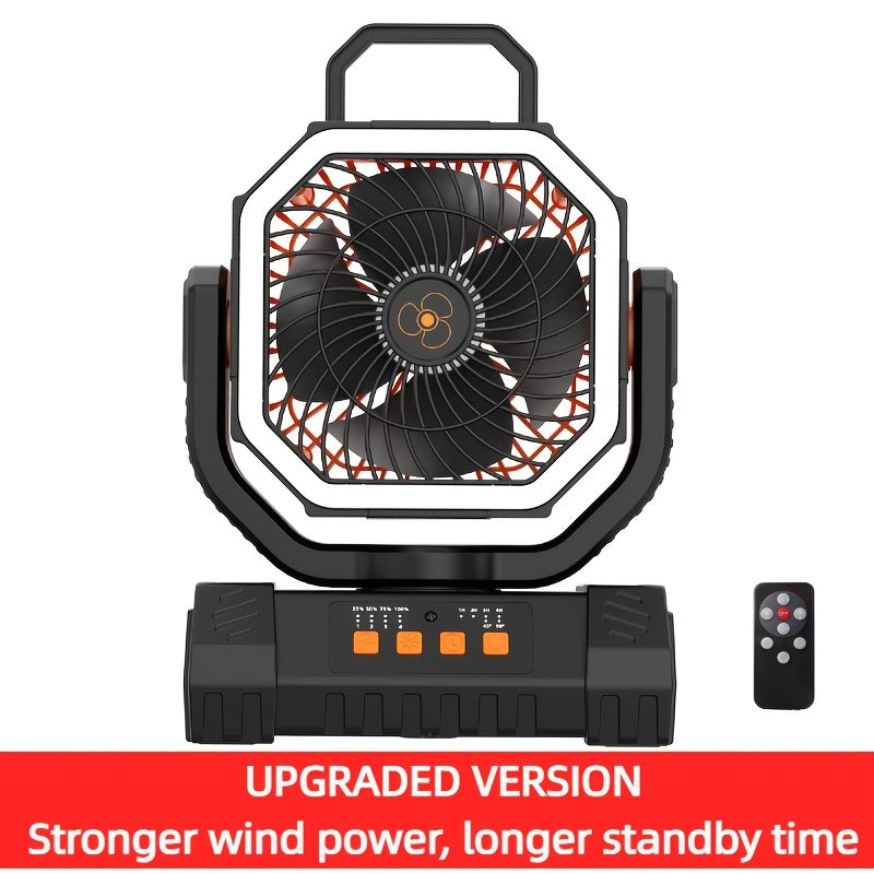 Camping Fan 20000mAh Rechargeable with LED Light, Remote Control, 270° Oscillation & Power Bank – 4 Speeds, 59-Hour Battery, 3 Use Modes