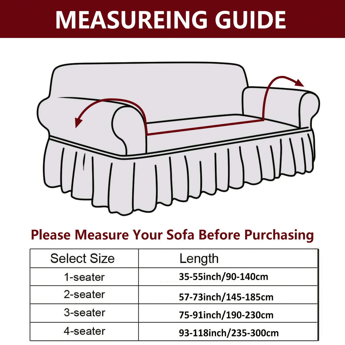 Seersucker Sofa Cover All-In-One Stretch Slipcover – Elastic Band Polyester Spandex Machine Washable Couch Protector for Armchair Loveseat 1 2 3 4 Seater Solid Color