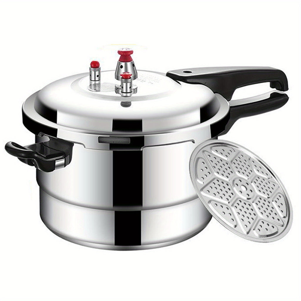 Stainless Steel Stovetop Pressure Cooker with Lid & Steamer Rack Multi-Function for Stewing Rice Sterilization Gas Stove Compatible Fast Safe Cooking