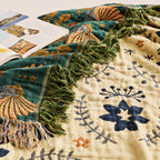 Bird Floral Cotton Throw Blanket Twin Queen King – 100% Cotton Ultra Soft Rustic Quilt, Boho Farmhouse Bed Blanket for Sofa Couch Chair, All Season