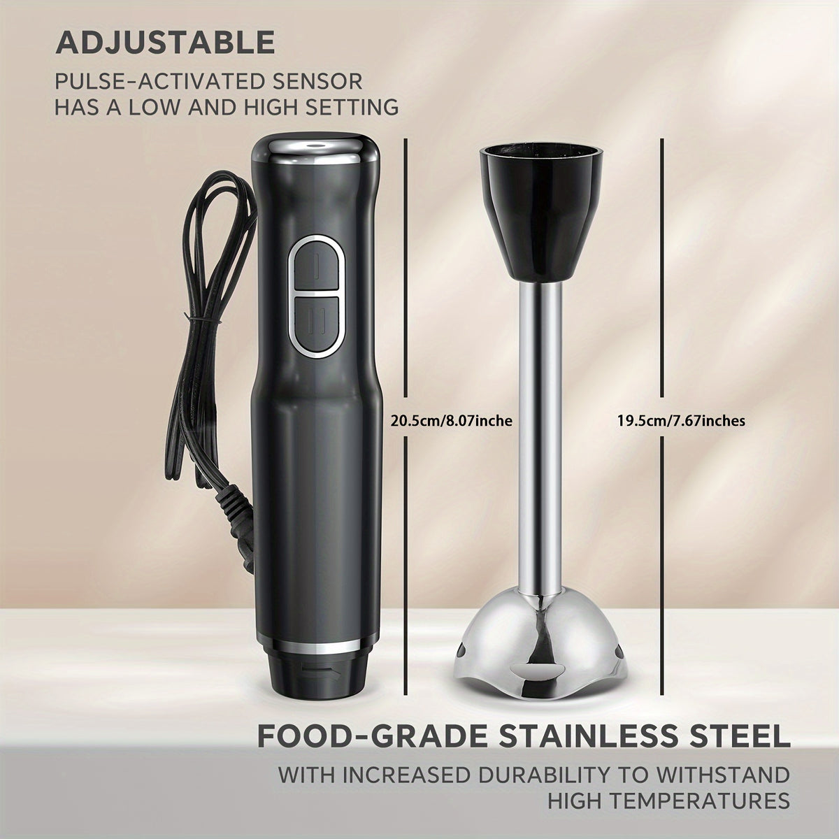 400W Immersion Hand Blender Stick Mixer with 304 Stainless Steel Blades, 2 Speeds & Turbo Mode, Detachable Base – 5-in-1 Set Available, Perfect for Soups, Smoothies, Purees & Baby Food