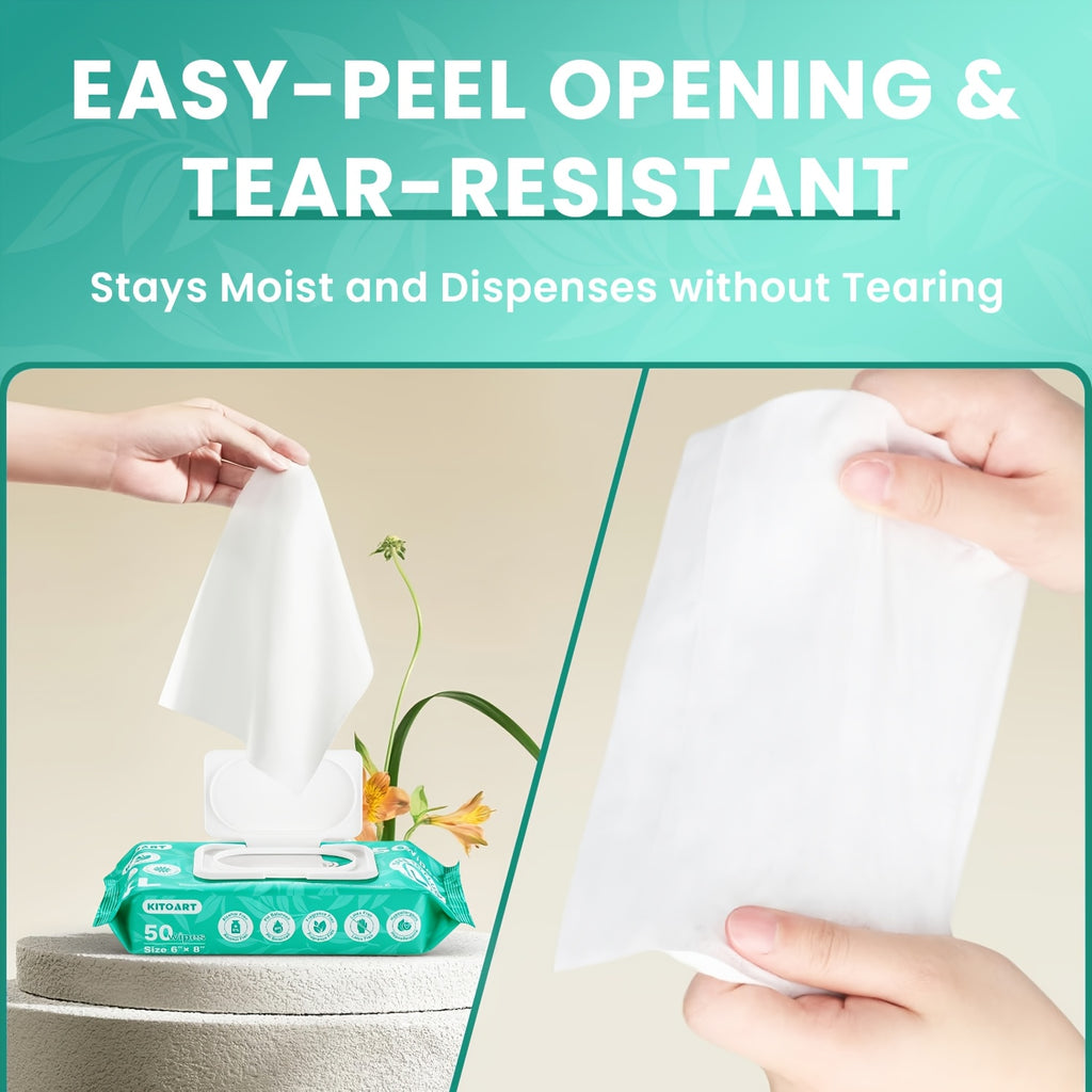 XL Flushable Adult Wet Wipes Unscented Alcohol-Free Septic and Sewer Safe Family Size 3-Pack 150 Wipes and 6-Pack 300 Wipes for Home Bathroom Travel Camping Outdoor Hygiene