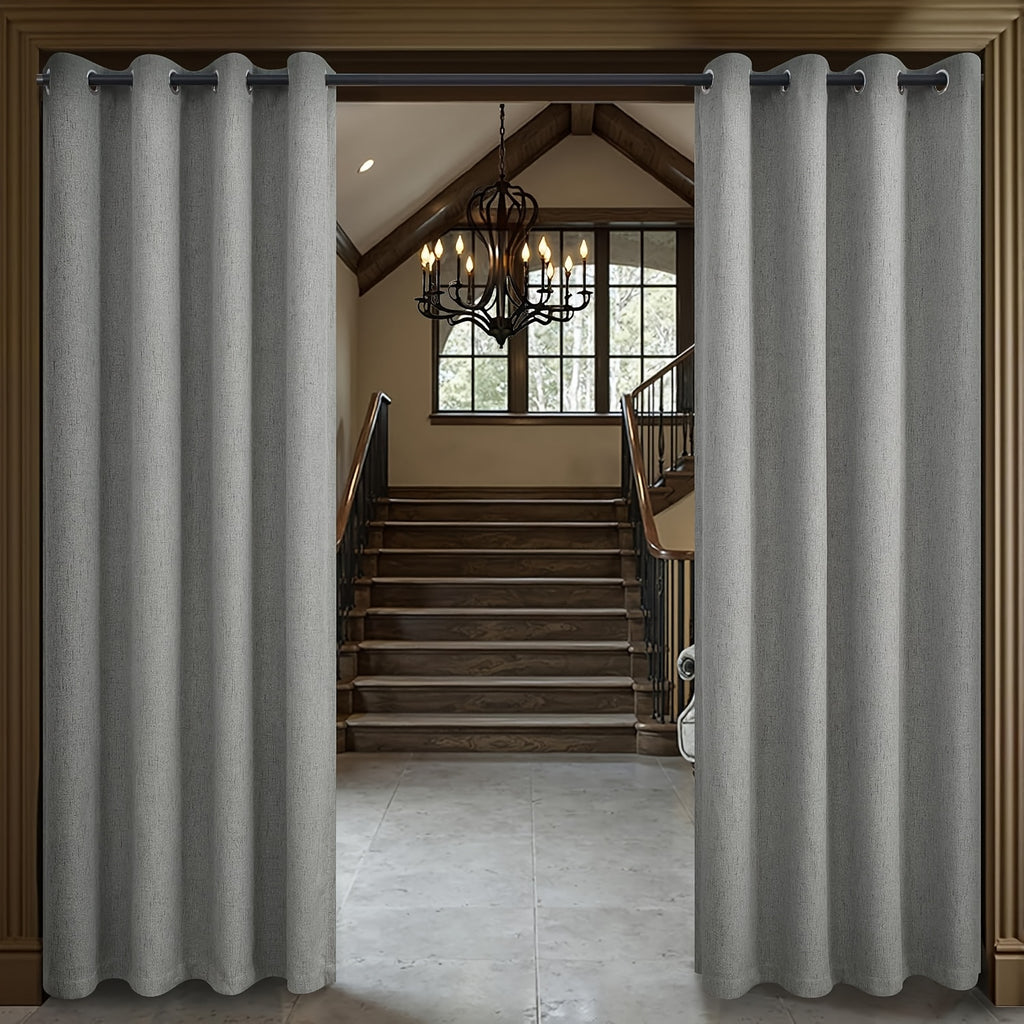100% Blackout Linen Textured Curtains – Thermal Insulated Noise Reducing Grommet Window Drapes | 2-Panel Set for Bedroom, Living Room & Hall | 6 Neutral Colors