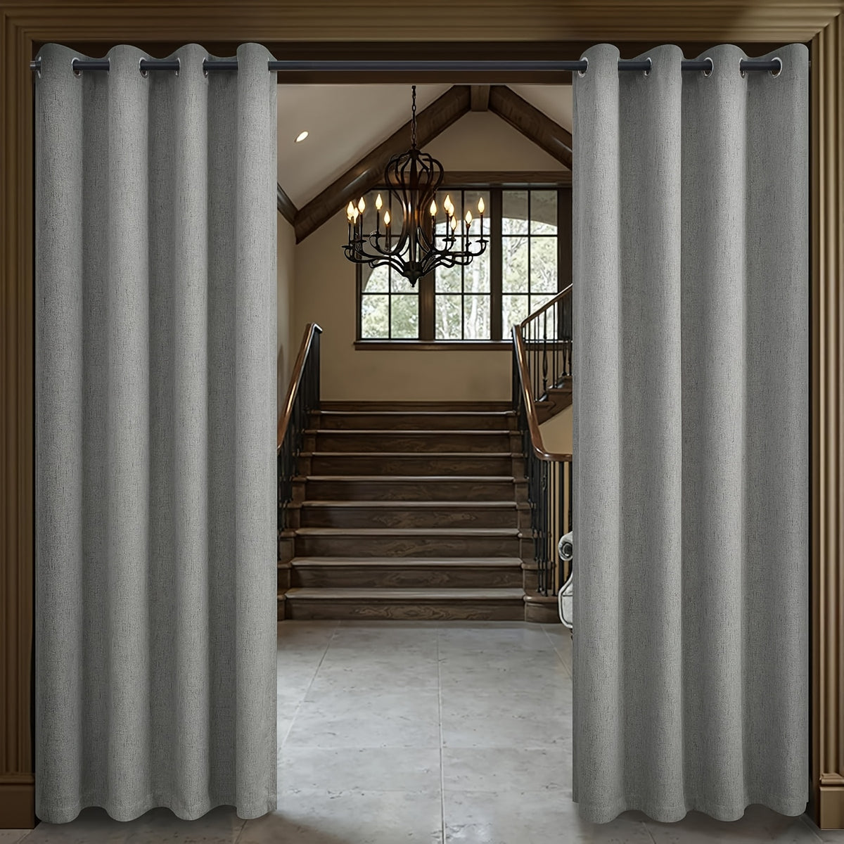 100% Blackout Linen Textured Curtains – Thermal Insulated Noise Reducing Grommet Window Drapes | 2-Panel Set for Bedroom, Living Room & Hall | 6 Neutral Colors