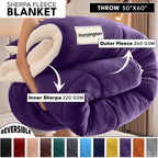 480GSM Heavy Sherpa Fleece Blanket Double-Sided Reversible Warm Throw for Couch Bed Office Travel All Season Comfort Sofa Decoration Holiday Gift