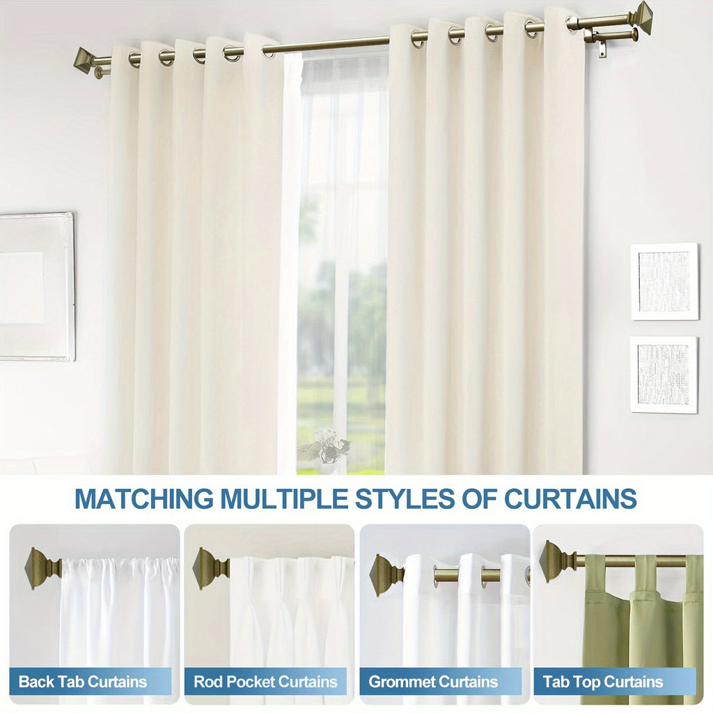 Double Curtain Rod Adjustable 28-48 / 48-84 / 84-120 Inch – 5/8" Front & 1/2" Back Drapery Rod Set with Square Urn Finials & Mounting Hardware | 5 Finishes