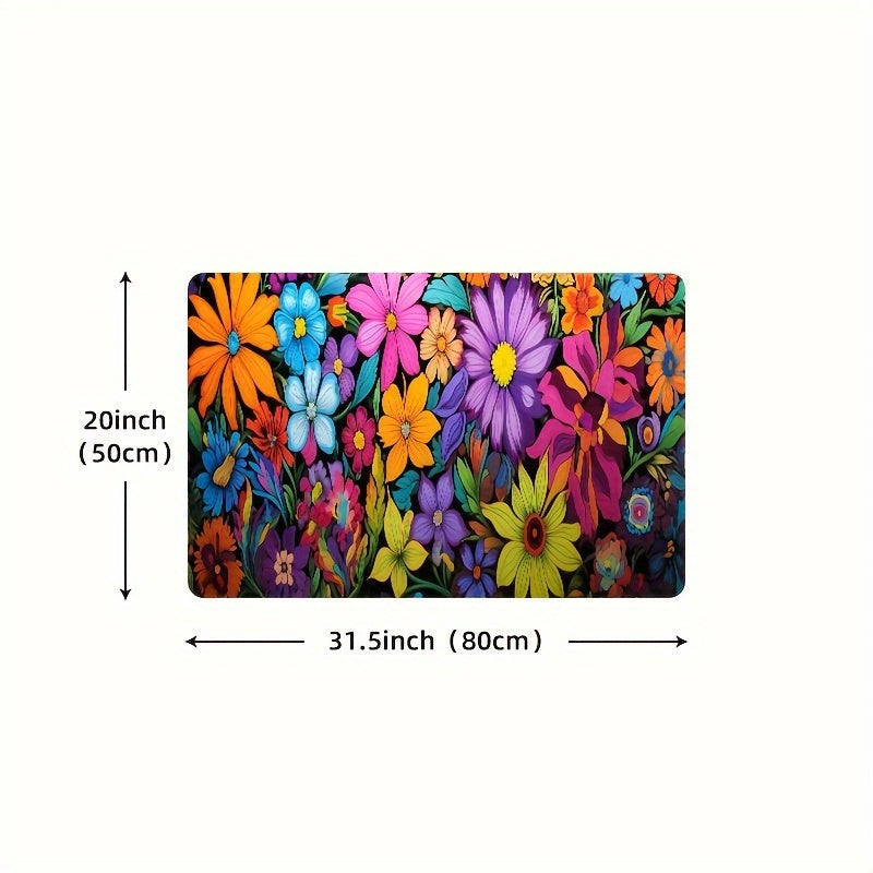 Vibrant Floral Kitchen Mat – Soft, Non-Slip & Machine Washable | 3 Sizes