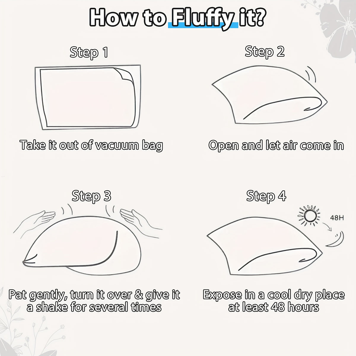 Fluffy Square Pillow Inserts Set of 4 with Zipper, Plump Cushion Stuffer Inserts for Throw Pillow Covers, Sofa, Bed, Patio & Couch, Machine Washable, Available in 14 to 22 Inch Sizes