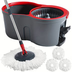 Foot Pedal 360° Rotating Spin Mop and Bucket Set with Twister – 4 Washable Microfiber Heads, Hands-Free Wringing, Wet & Dry Floor Cleaning for Home