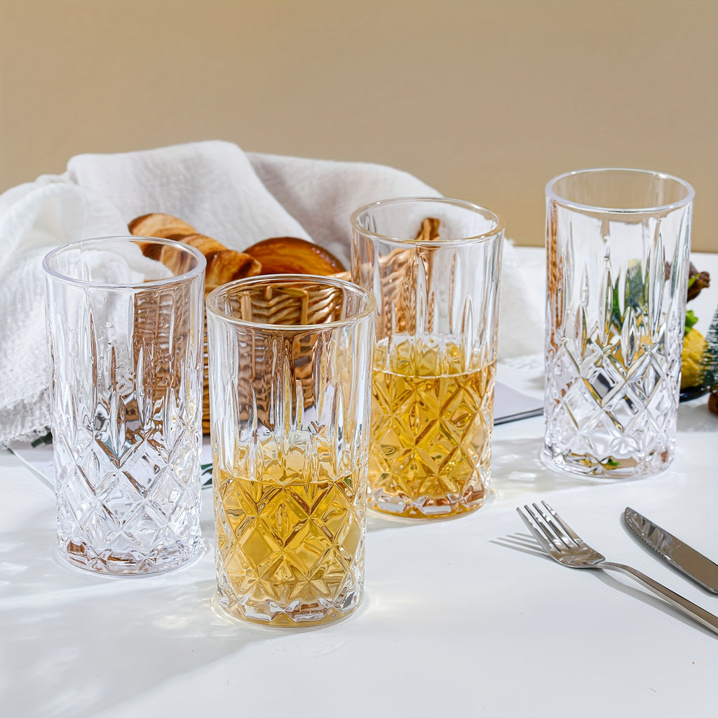 Highball Drinking Glasses Set of 6 – 14oz Crystal Clear Soda-Lime Glass Tumblers for Water Juice Beer Cocktails Tom Collins Bar Glassware