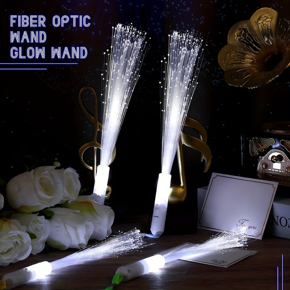 Fiber Optic Wand LED Glow Sticks 48-Pack White Light-Up Magic Wands – Glow in the Dark Party Supplies for Wedding Sparklers, Rave Concert Halloween Birthday Carnival Christmas Decoration