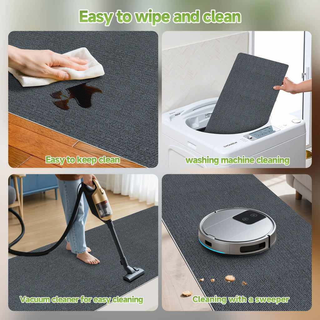 Non-Slip Runner Rug Washable & Cuttable – Low-Profile Hallway Rug for Kitchen, Living Room, Bedroom, Balcony & Poolside – Multiple Sizes 60x180 to 60x600cm