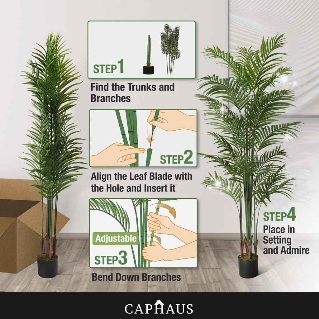 Artificial Palm Tree 5 6 7 Feet Lifelike Faux Potted Plant with Moss Indoor Home Office Living Room Decor Housewarming Gift