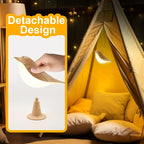 Portable Rechargeable Birchwood Night Light - 3 Color Temps, Dimmable Touch Control, Aromatherapy-Compatible, Hangable, for Bedroom Bedside Camping | Nuvia Haven