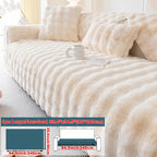 Plush Sofa Cover Rabbit Fur Like Cushion – Anti-Slip Wear-Resistant Pet Friendly Sofa Protector, 450-500GSM Polyester, Machine Washable, Home Decor