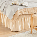 Elastic Wrap Around Bed Skirt No-Lift, 15 Inch Drop Microfiber Dust Ruffle, 30 Fade-Resistant Colors, Machine Washable, Twin Full Queen King Size