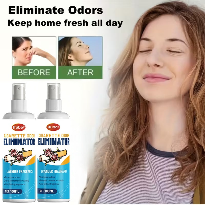 Cigarette Smoke Odor Eliminator Spray – Gentle Daily-Use Air Freshener for Home, Office, Bathroom, Kitchen, Car & Shoes, Neutralizes Smoke Smells, Easy Spray Application