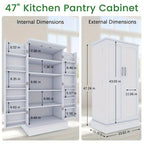 47 Inch Kitchen Pantry Storage Cabinet with Drawer – Multifunctional Buffet Cupboard Sideboard with Adjustable Shelves | Multiple Styles & Colors