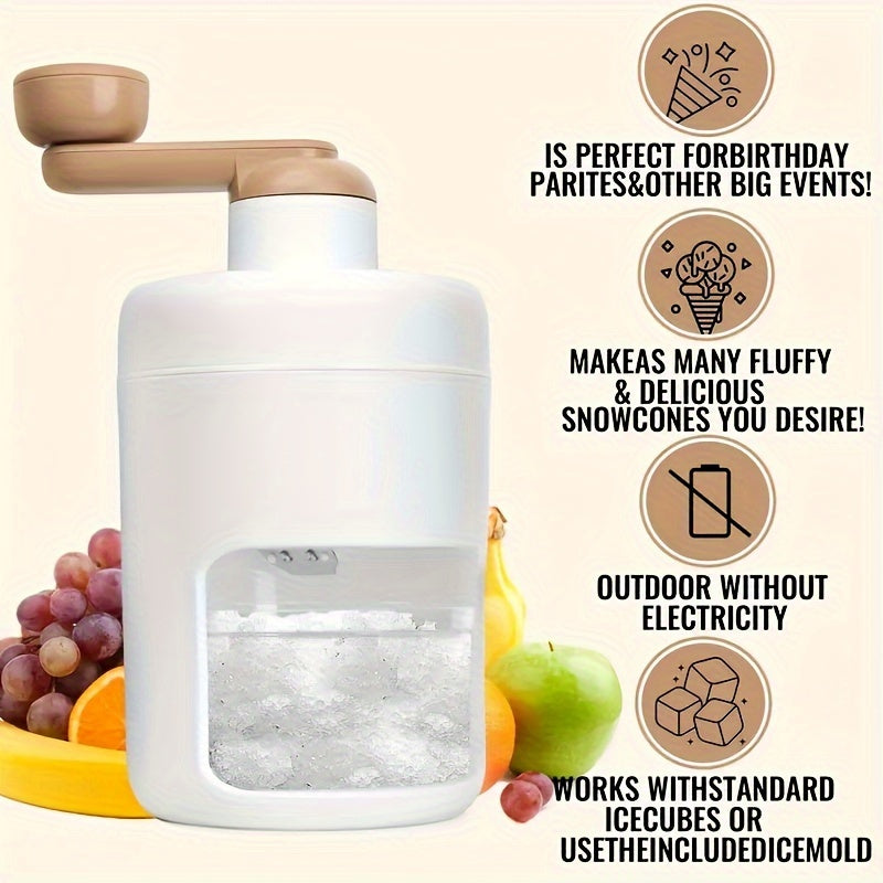 Manual Ice Shaver Machine Hand-Powered BPA-Free Plastic Crusher for Shaved Ice, Snow Cones & Slushies – Includes Ice Cube Trays, Perfect for Home, Parties, Picnics & BBQs
