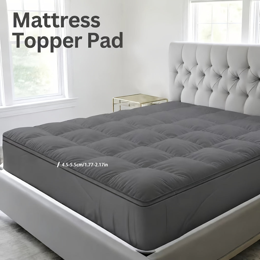 Quilted Pillow Top Mattress Topper - Ultra Soft Cooling Mattress Pad for Deep Beds, 450G/900G/1200GSM Fill, Twin Full Queen King Cal King, White Gray Green