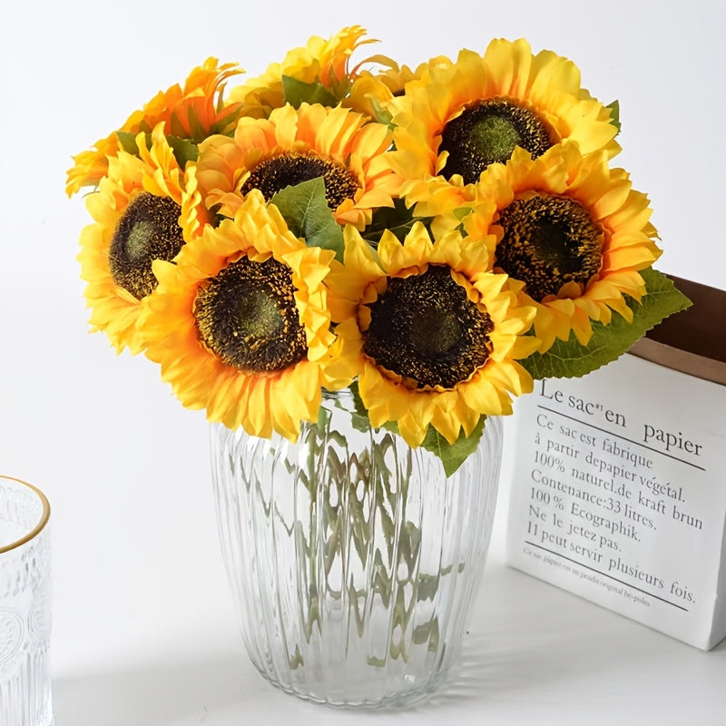Sunflowers Artificial Flowers 20pcs 10pcs Bulk Fake Sunflower Stems for Home Decor, Wedding Centerpiece, Outdoor Table Decor, Church School Photography Props, Party & Mother's Day Gift