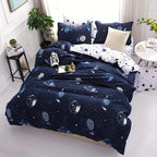 Galaxy Duvet Cover Set 3 Piece – Cartoon Star Universe Planets Print Soft Breathable Bedding with 2 Pillowcases for Bedroom Guest Room & Dorm, No Insert