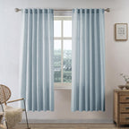 Linen Semi-Sheer Curtains 2 Panels Real Flax Light Filtering Drapes - Boho Farmhouse Window Curtains for Living Room Bedroom, 10 Colors Multiple Lengths Privacy Window Treatment