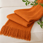 Chunky Tassel Throw Blanket Soft Cozy Textured Farmhouse Knit Blanket for Couch Sofa Bed Living Room Bedroom Travel Decor 10 Colors