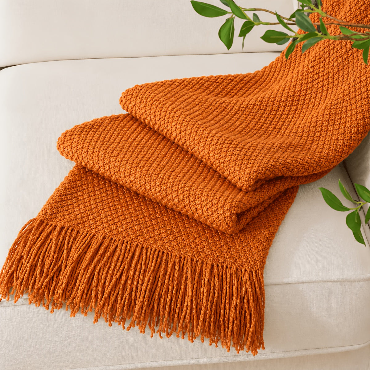 Chunky Tassel Throw Blanket Soft Cozy Textured Farmhouse Knit Blanket for Couch Sofa Bed Living Room Bedroom Travel Decor 10 Colors