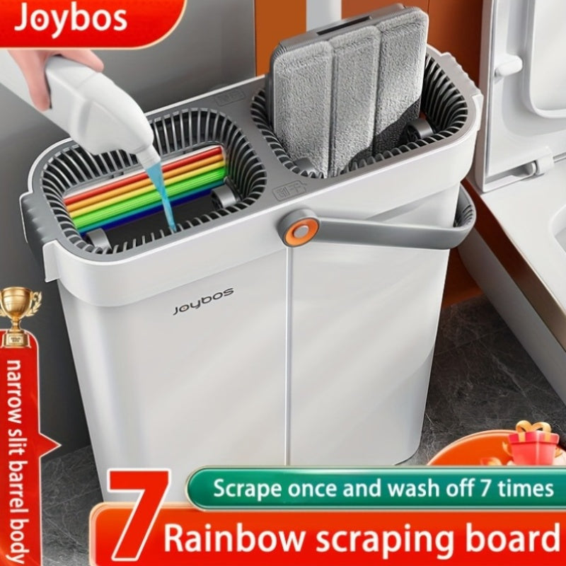 Flat Mop and Bucket Set 360 Degree Rotating Hands-Free Wringing Dual Compartment Clean Dirty Separation Ultra-Fine Fiber Floor Mop for Kitchen Bathroom Hardwood Tile