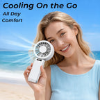 Portable Handheld Neck Fan USB-C Rechargeable 150-Speed Stepless Adjustable Foldable LED Display for Outdoor Travel Work Road Trips Hands-Free Wearable