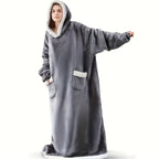 Wearable Blanket Hoodie Oversized Flannel with Pockets Super Soft Warm Cozy Sweatshirt Blanket for Women Men Adult Winter Extra Long Multiple Colors