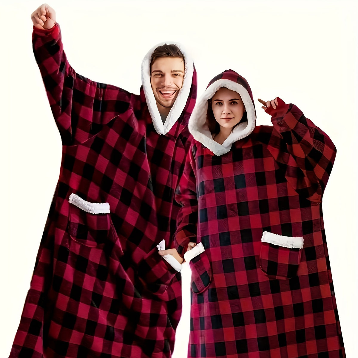 Wearable Blanket Hoodie Oversized Flannel with Pockets Super Soft Warm Cozy Sweatshirt Blanket for Women Men Adult Winter Extra Long Multiple Colors